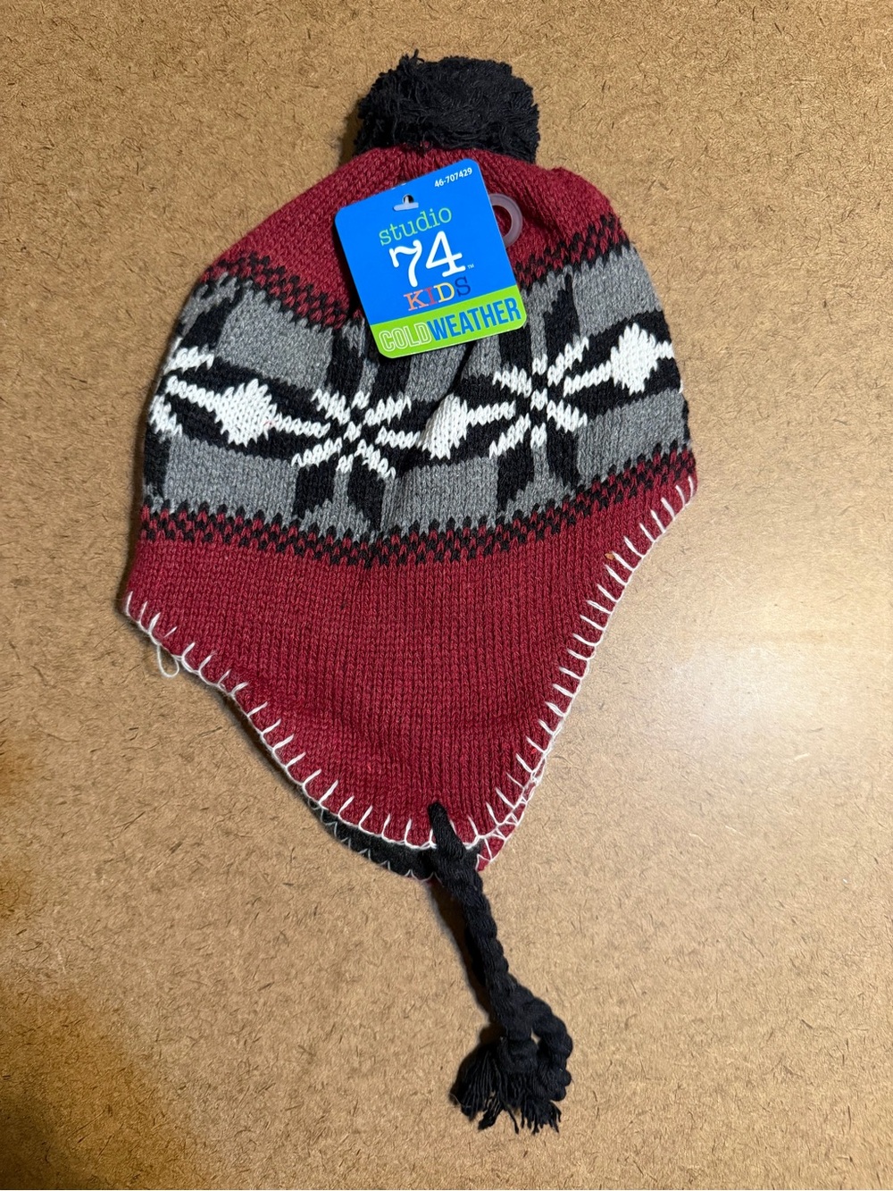 Studio 74 Cold Weather Hat with Ear covers and string. Brand New.